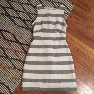 J Crew Linen Blend Striped Dress